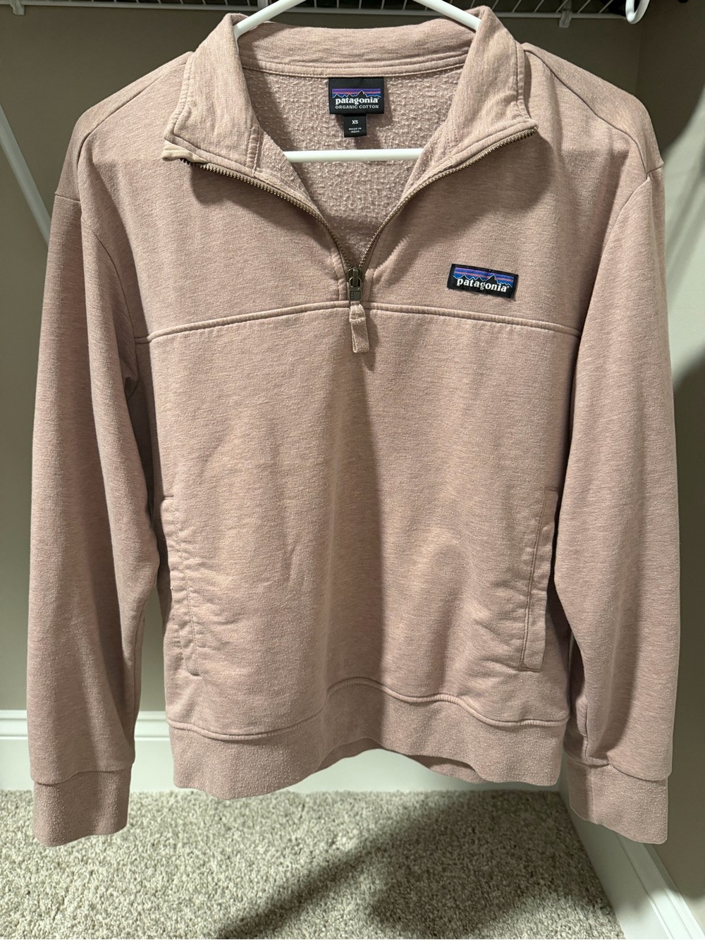 Patagonia Quarter-Zip Pullover Sweatshirt in Dusty Rose